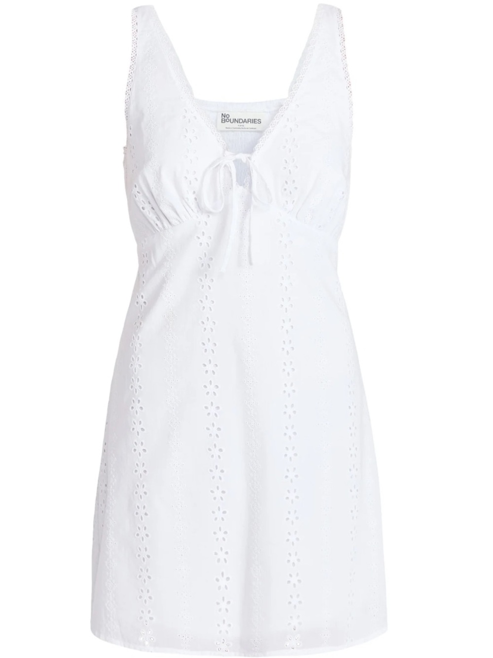 No Boundaries Cotton Lace Trim Plunge Mini Dress